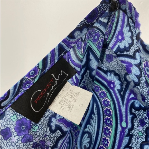 Vtg 90s Y2K Paisley Silk Halter Top Rocket Candy - Picture 4 of 4